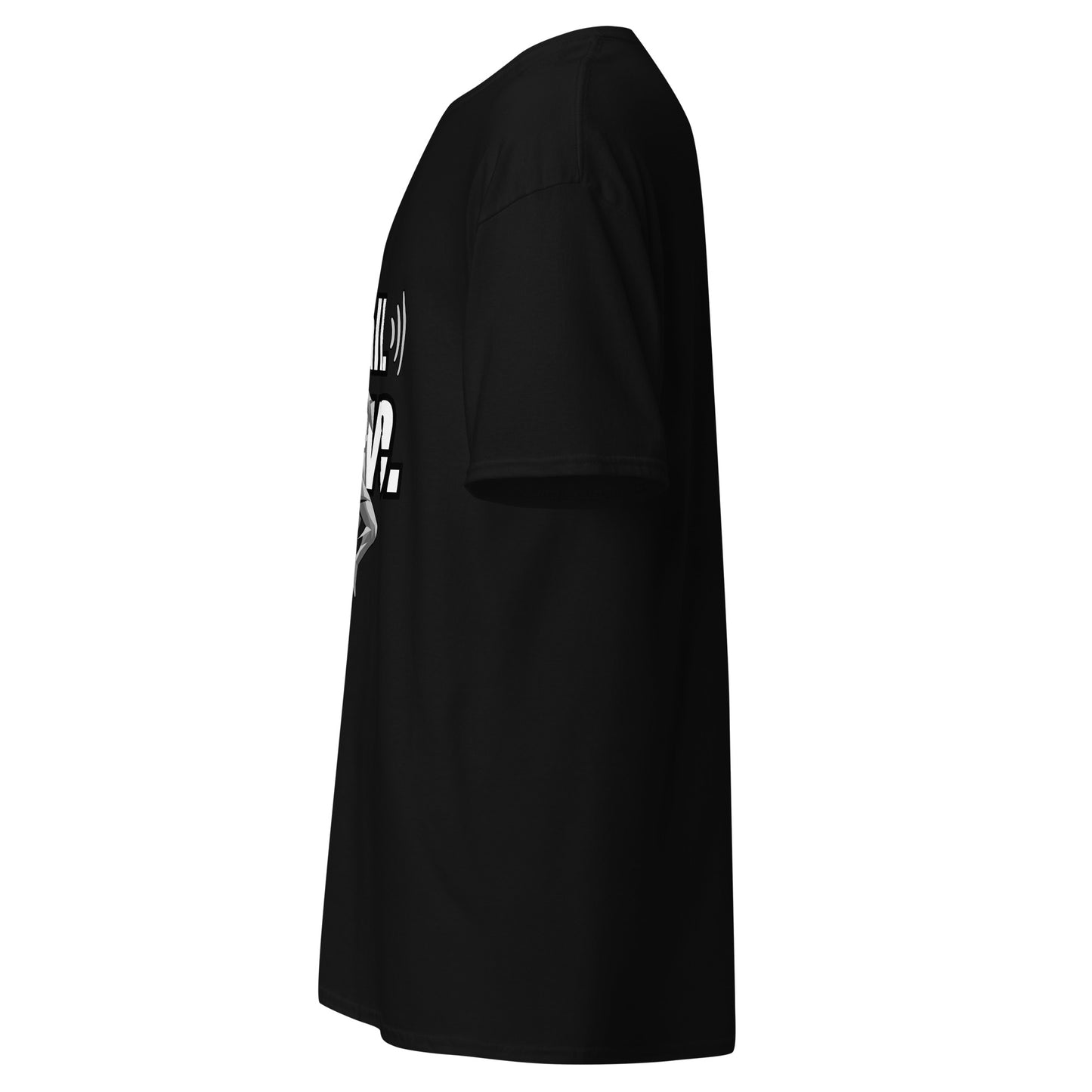 Seitliche Ansicht schwarzes HOOVZ T-Shirt – moderner Streetwear Fit