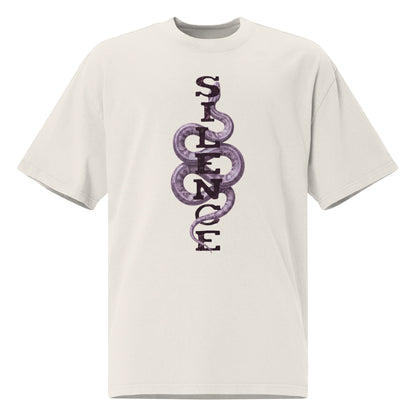 one oversized t-shirt with Silence Snake design, clean streetwear aesthetic HOOVZ