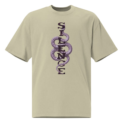 Eucalyptus oversized t-shirt with Silence Snake graphic, modern streetwear HOOVZ